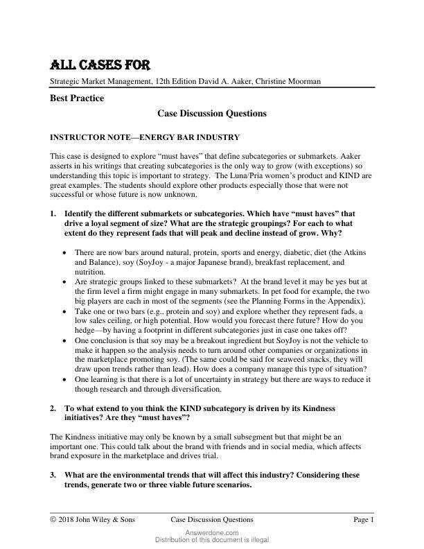 All Cases For Strategic Market Management, 12th Edition by David A. Aaker, Christine Moorman