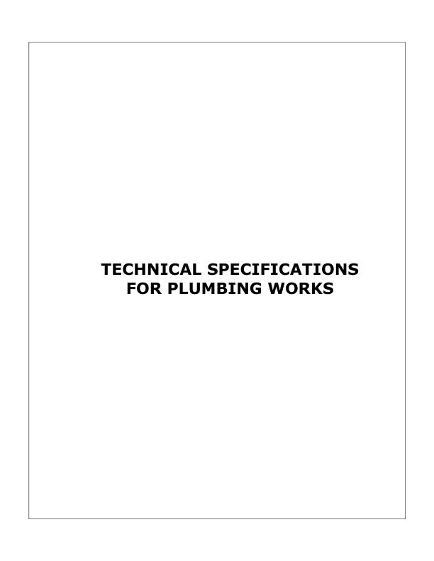 TECHNICAL SPECIFICATIONS FOR PLUMBING WORKS