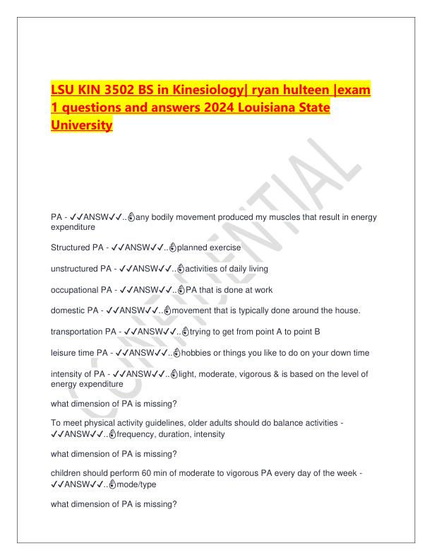 LSU KIN 3502 BS in Kinesiology
