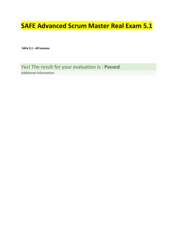 SAFE Advanced Scrum Master Real Exam 5.1