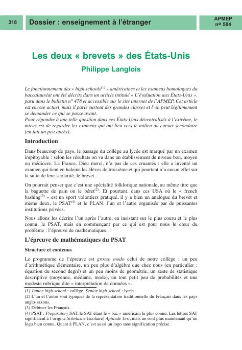 Les deux « brevets » des États-Unis Philippe Langlois