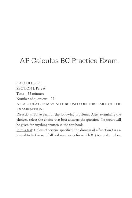 AP Calculus BC Practice Exam