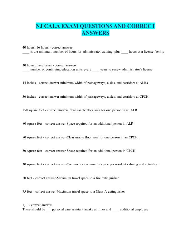 NJ CALA EXAM QUESTIONS AND CORRECT  ANSWERS