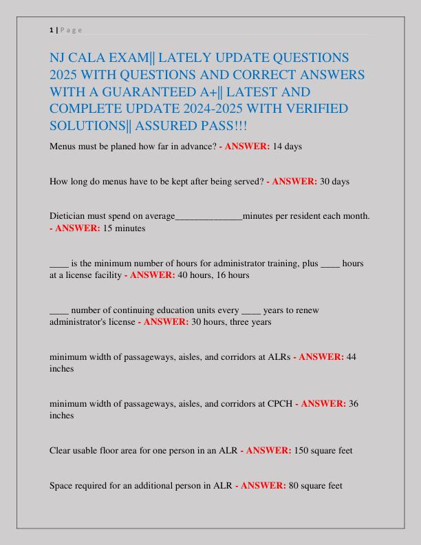 NJ CALA EXAM|| LATELY UPDATE QUESTIONS  2025 WITH QUESTIONS AND CORRECT ANSWERS  WITH A GUARANTEED A+|| LATEST AND  COMPLETE UPDATE 2024-2025 WITH VERIFIED  SOLUTIONS|| ASSURED PASS!!!