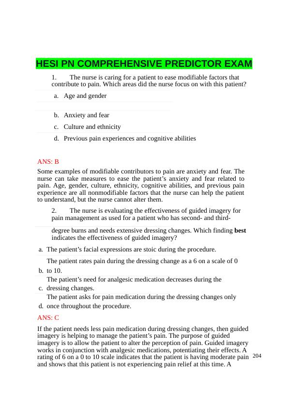 HESI PN COMPREHENSIVE PREDICTOR EXAM