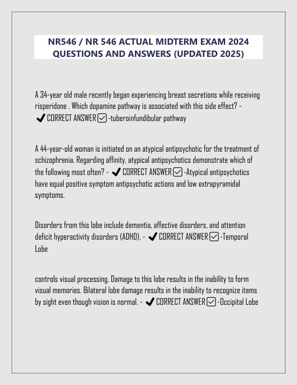 NR546  NR 546 ACTUAL MIDTERM EXAM 2024 QUESTIONS AND ANSWERS (UPDATED 2025)