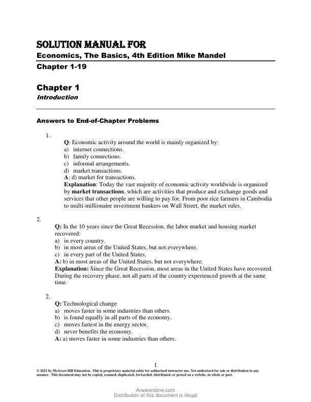 Solution Manual For M Economics, The Basics, 4th Edition by Mike Mandel Chapter 1-19