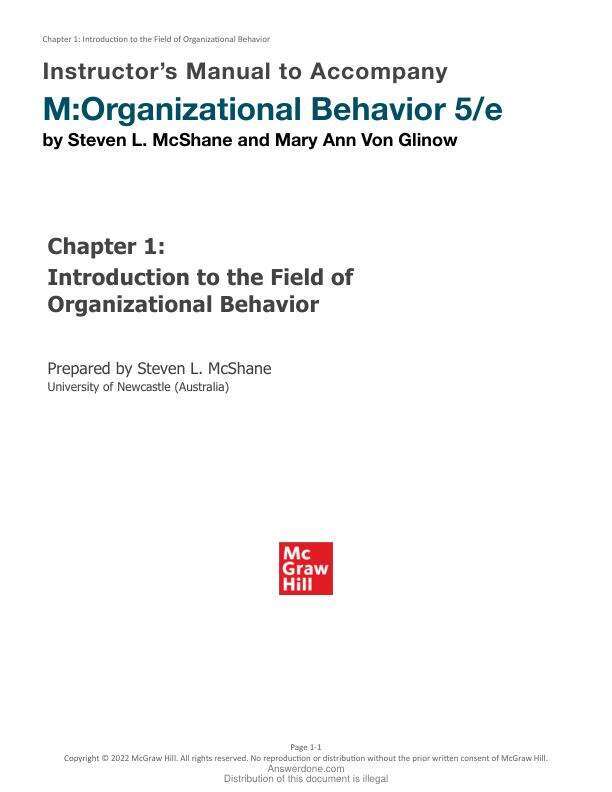 Solution Manual For M Organizational Behavior, 5th Edition by Steven McShane, Mary Von Glinow Chapter 1-14