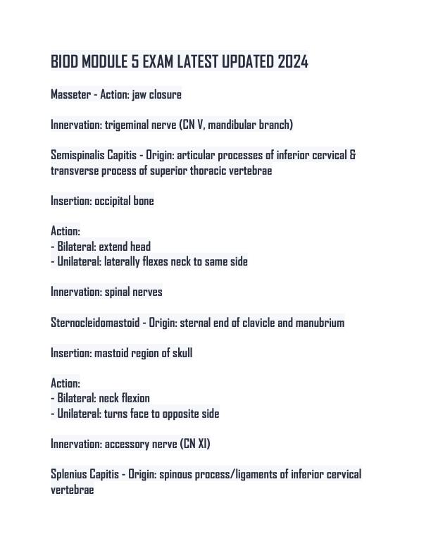 BIOD MODULE 5 EXAM LATEST UPDATED 2024