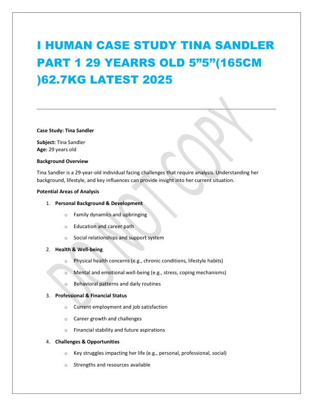 I HUMAN CASE STUDY TINA SANDLER PART 1 29 YEARRS OLD 5