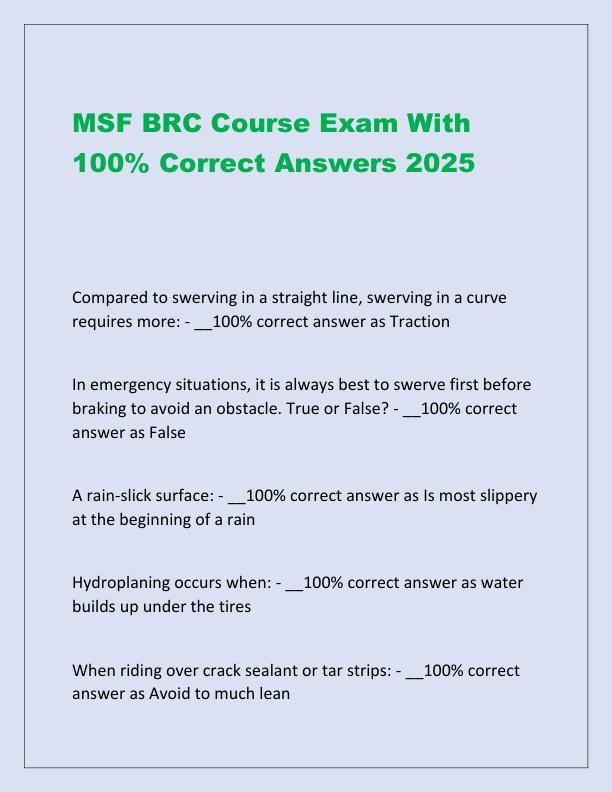 MSF BRC Course Exam With 100