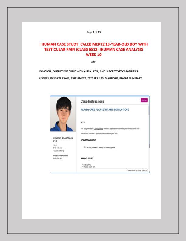 I HUMAN CASE STUDY CALEB MERTZ 13