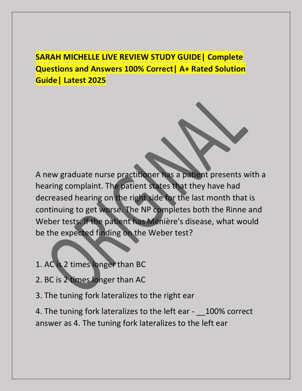 SARAH MICHELLE LIVE REVIEW STUDY GUIDE