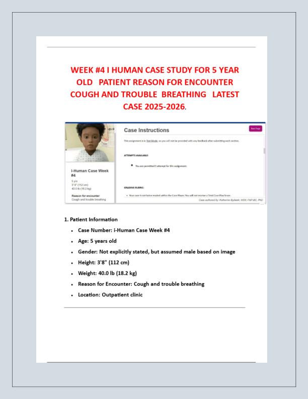 5 YEAR OLD PATIENT WITH TROUBLE IN BREATHING AND COUGH CASE STUDY WEEK