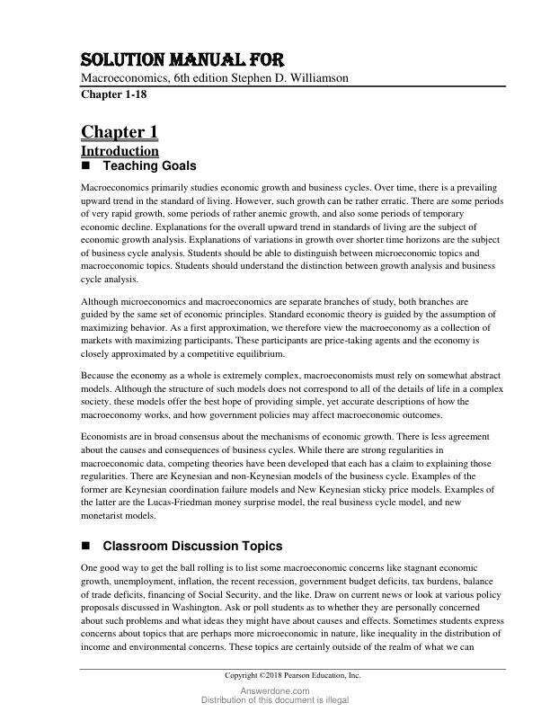 Solution Manual For Macroeconomics, 6th Edition by Stephen D. Williamson Chapter 1-18