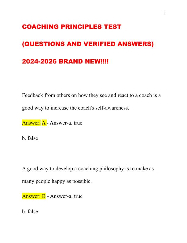 COACHING PRINCIPLES TEST