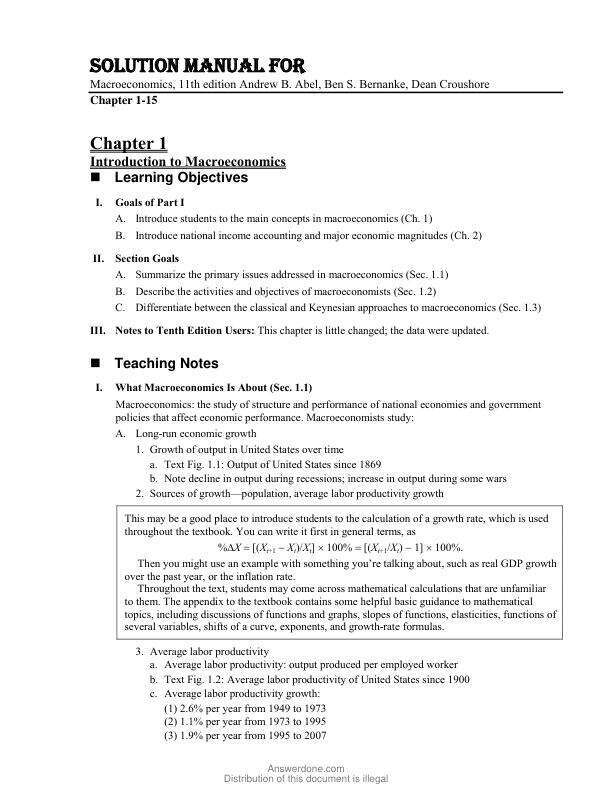 Solution Manual For Macroeconomics,11th Edition by Andrew B. Abel, Ben S. Bernanke, Dean Croushore Chapter 1-15
