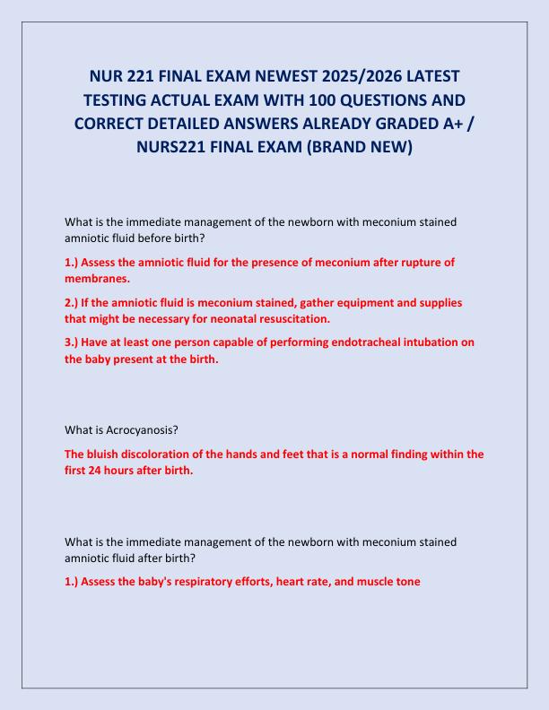 NUR 221 FINAL EXAM NEWEST 2025