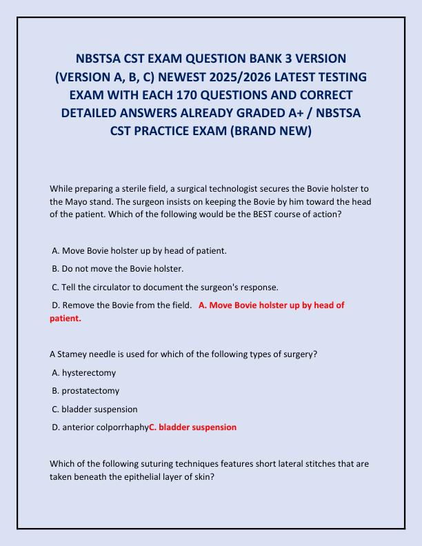 NBSTSA CST EXAM QUESTION BANK 3 VERSION