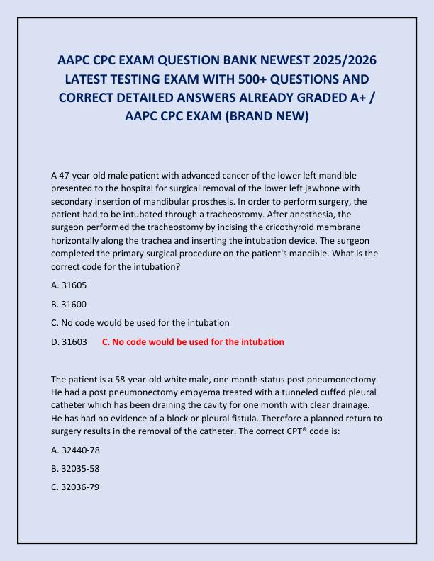 AAPC CPC EXAM QUESTION BANK NEWEST 2025