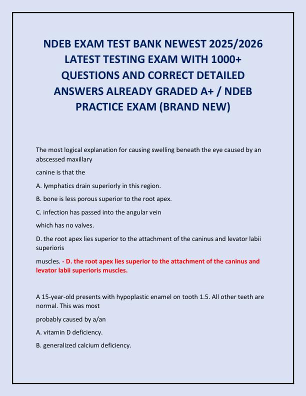 NDEB EXAM TEST BANK NEWEST 2025