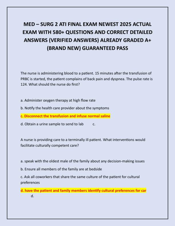 MED - SURG 2 ATI FINAL EXAM