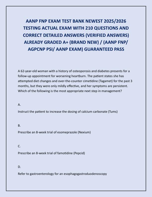 AANP FNP EXAM TEST BANK NEWEST 2025