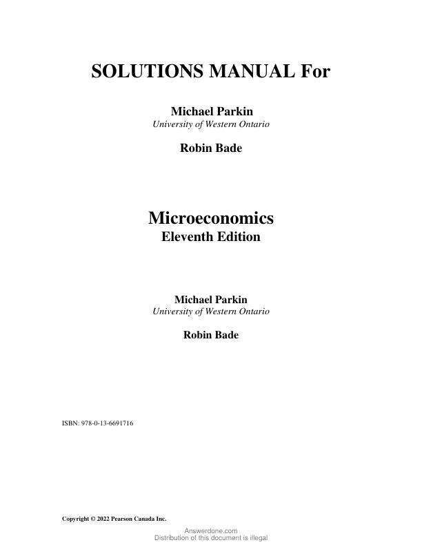 Solution Manual For Microeconomics Canada in the Global Environment, 11th Edition by Michael Parkin, Robin Bade Chapter 1-18