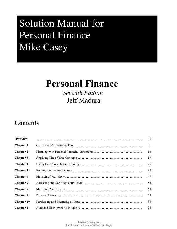 Solution Manual For Personal Finance, 7th Edition by Jeff Madura Chapter 1-21