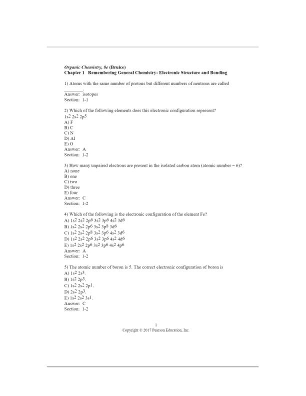 Test Bank for Organic Chemistry 8th Edition Bruice  All Chapters 1 - 28 Full Complete verified questions and answers
