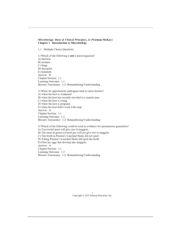 Test Bank for Microbiology 2nd Edition Norman McKay