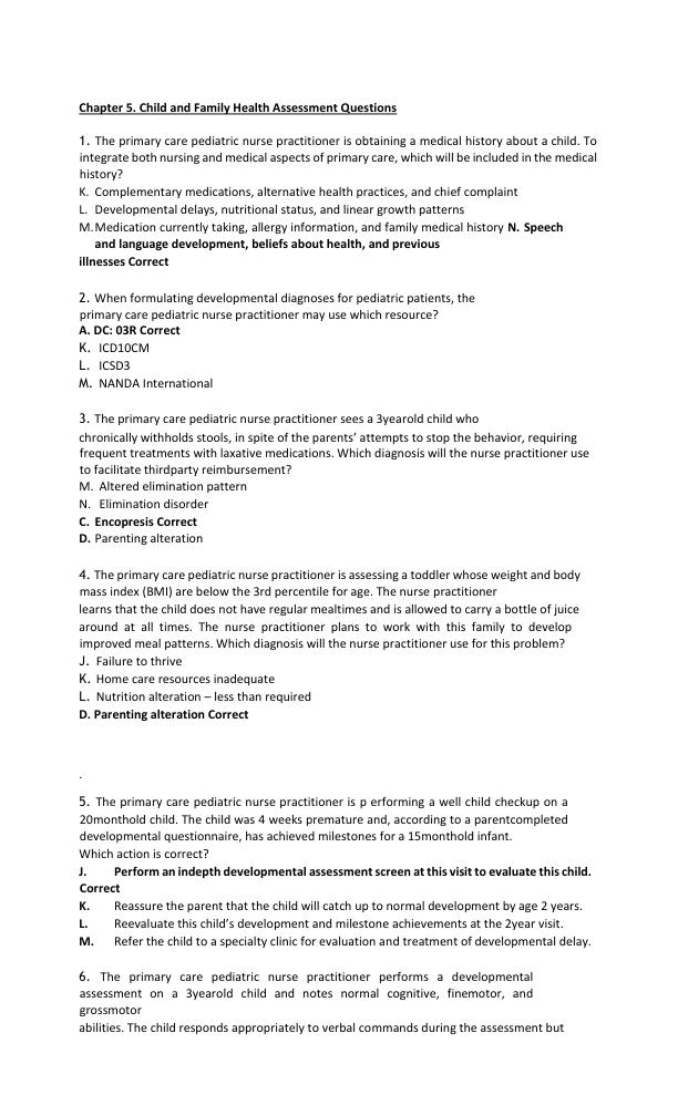 Burns Pediatric Primary Care 7th Edition Test Bank Chapter 1 - 46 Updated