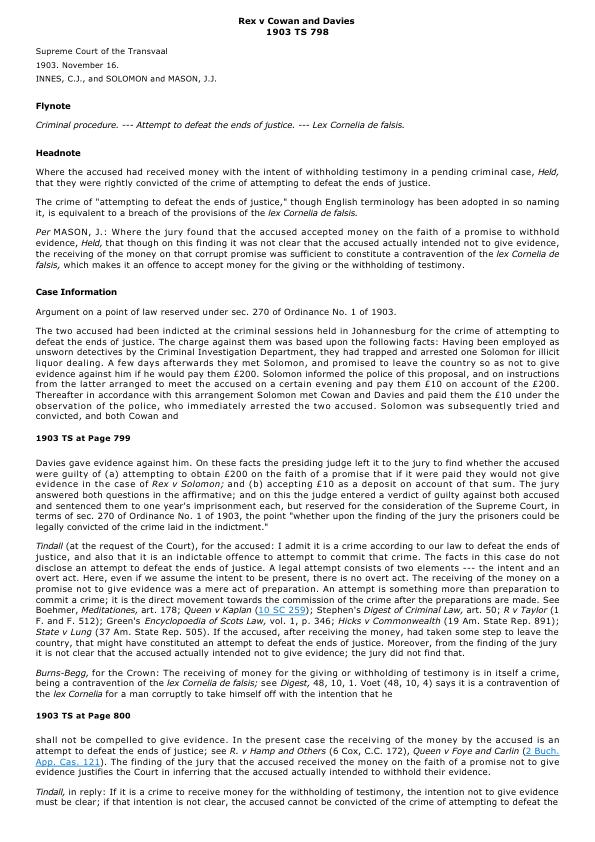 Rex v Cowan and Davies 1903 TS 798