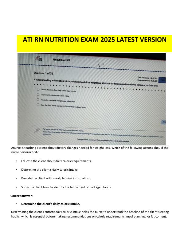 RN NUTRITION 2025 EXAM WITH NGN