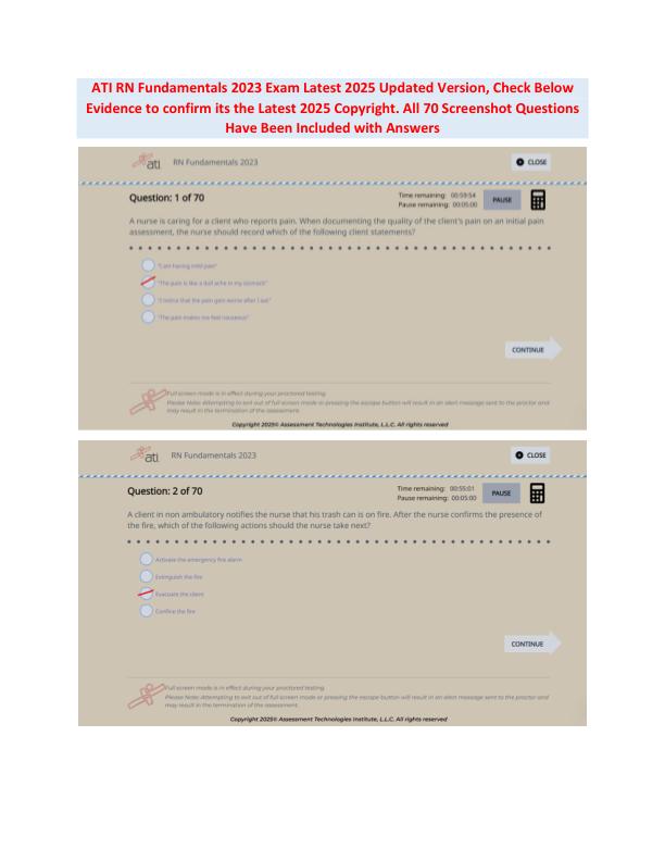 ATI RN fundamental Proctored Exam 2025 with NGN — All 70 Real Exam Screenshot Questions & 100% Verified ATI Answers | Pass the Official 2025 RN ATI fundamental Exam on Your First Try