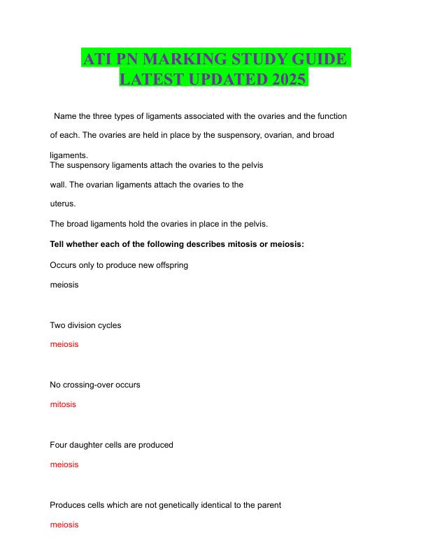 ATI PN MARKING STUDY GUIDE 