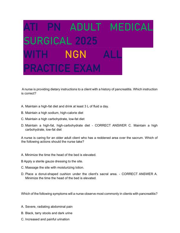 ATI PN ADULT MEDICAL SURGICAL 2025 