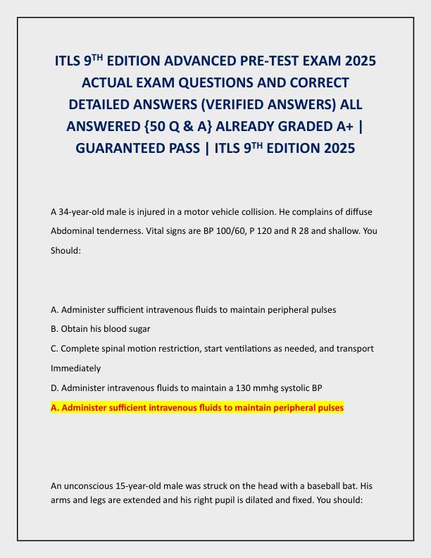ITLS 9TH EDITION ADVANCED PRE