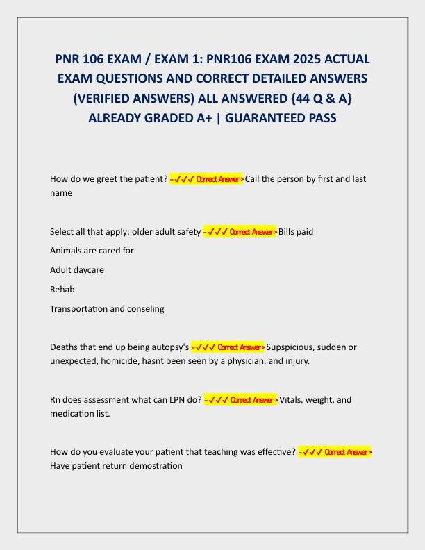 PNR 106 EXAM