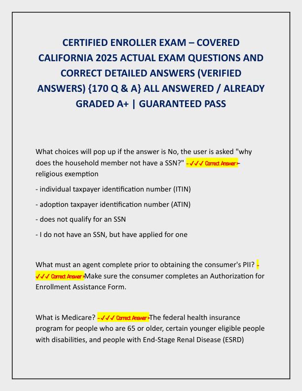 CERTIFIED ENROLLER EXAM