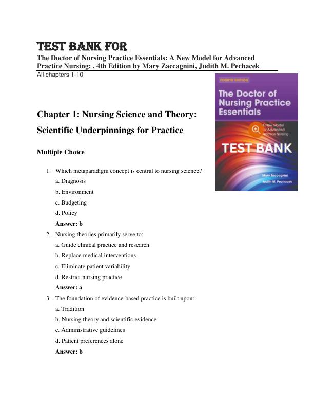 mobile-preview-Test Bank for The Doctor of Nursing Practice Essentials A New Model for Advanced Practice Nursing 4th Edition by Mary Zaccagnini, Judith M. Pechacek