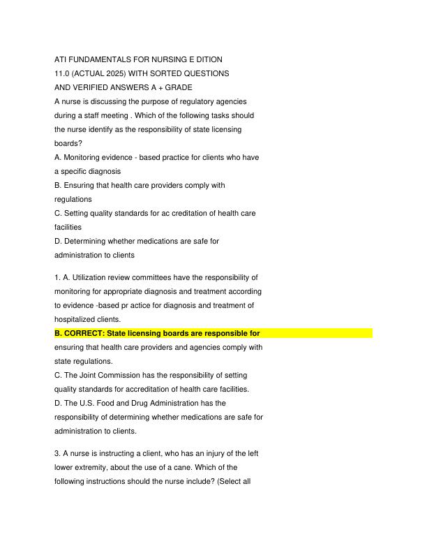 mobile-preview-ATI FUNDAMENTALS FOR NURSING EDITION 11.0 (ACTUAL 2025) WITH SORTED QUESTIONS AND VERIFIED ANSWERS A + GRADE