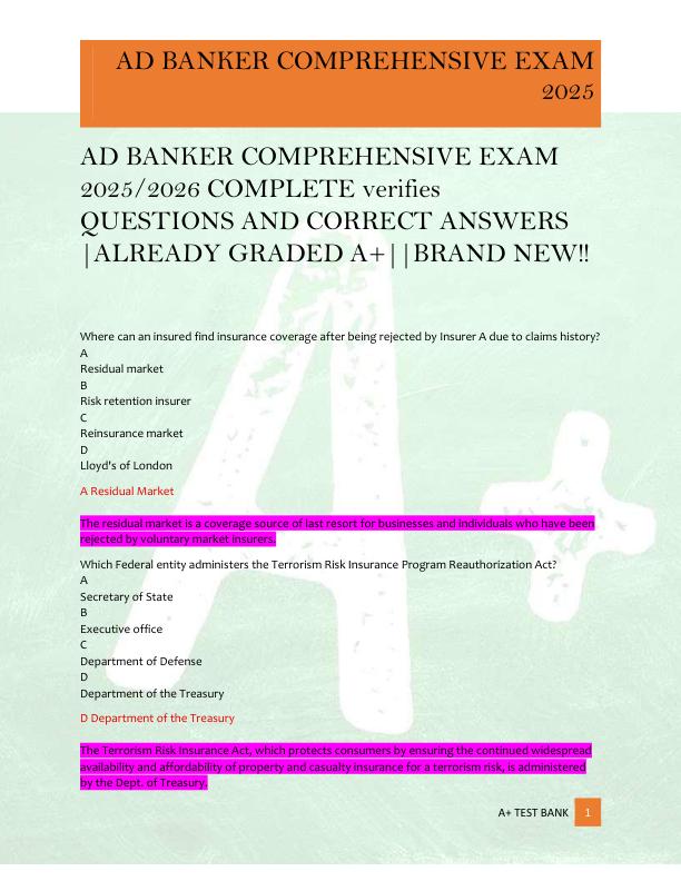 mobile-preview-AD BANKER COMPREHENSIVE EXAM  2025/2026 COMPLETE verifies  QUESTIONS AND CORRECT ANSWERS  |ALREADY GRADED A+||BRAND NEW!!