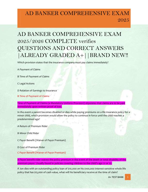 mobile-preview-AD BANKER COMPREHENSIVE EXAM  2025/2026 COMPLETE verifies  QUESTIONS AND CORRECT ANSWERS  |ALREADY GRADED A+||BRAND NEW!!