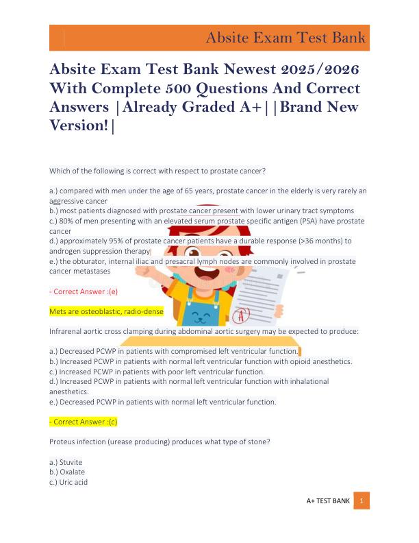 mobile-preview-Absite Exam Test Bank Newest 2025/2026  With Complete 500 Questions And Correct  Answers |Already Graded A+||Brand New  Version!|