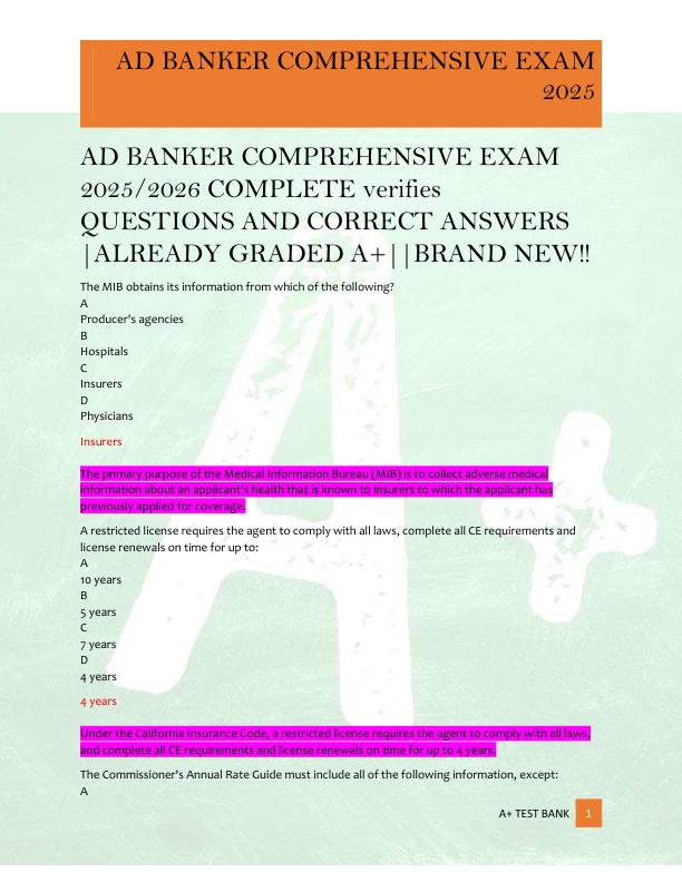 mobile-preview-AD BANKER COMPREHENSIVE EXAM  2025/2026 COMPLETE verifies  QUESTIONS AND CORRECT ANSWERS  |ALREADY GRADED A+||BRAND NEW!!