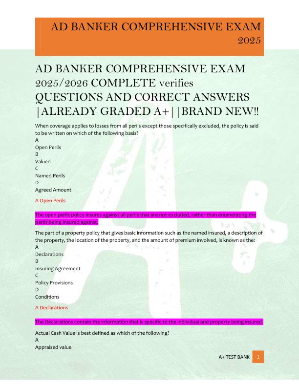 mobile-preview-AD BANKER COMPREHENSIVE EXAM  2025/2026 COMPLETE verifies  QUESTIONS AND CORRECT ANSWERS  |ALREADY GRADED A+||BRAND NEW!!