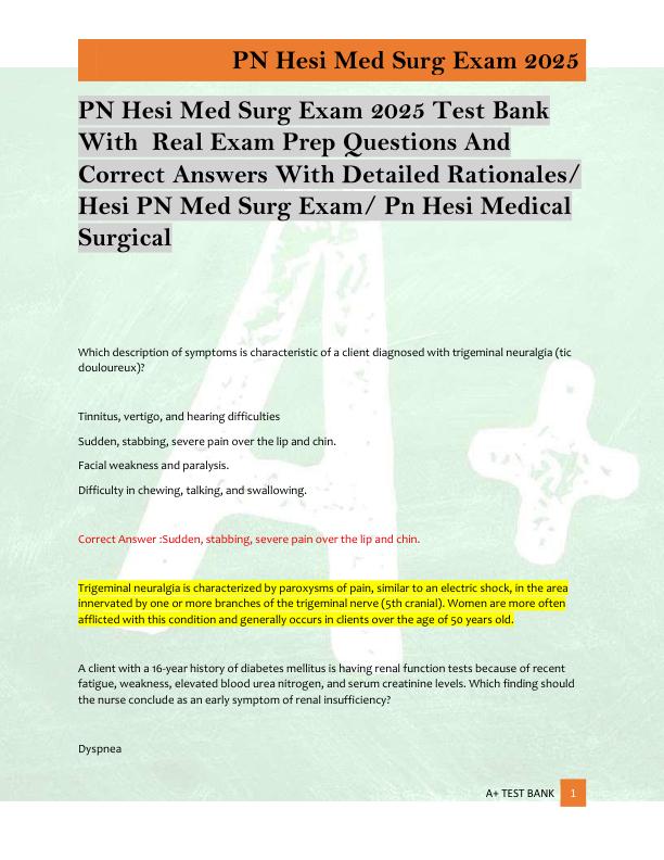 mobile-preview-PN Hesi Med Surg Exam 2025 Test Bank 1  With 300 Real Exam Prep Questions And  Correct Answers With Detailed Rationales/  Hesi PN Med Surg Exam/ Pn Hesi Medical  Surgical