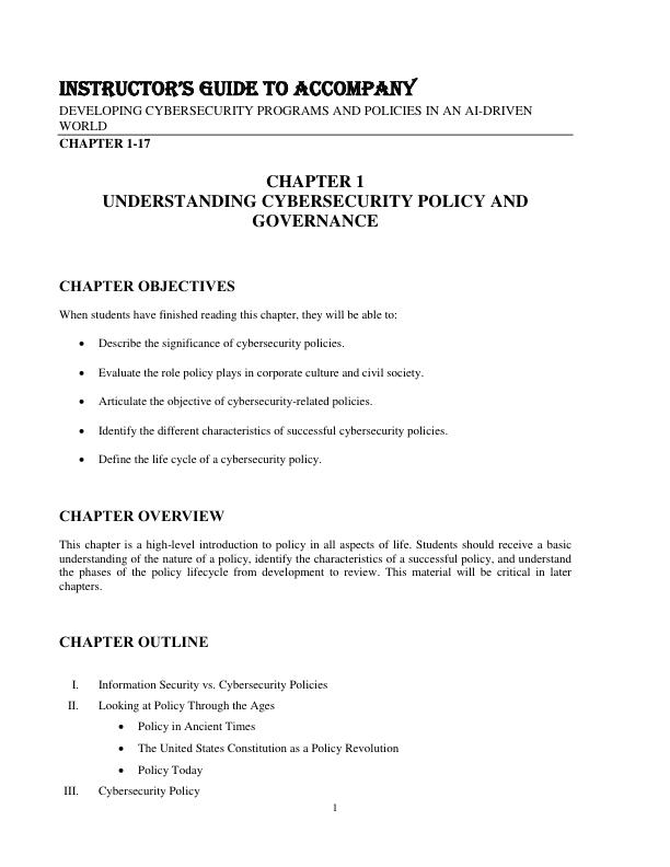 Solution Manual For Developing Cybersecurity Programs and Policies, 4th Edition By Omar Santos