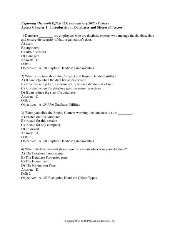Test Bank For Exploring Microsoft 365 Introductory 2025, 1st Edition By Keith Mulbery Lynn Hogan Jason Davidson Jerri Williams Amy M. Rutledge Diane Kosharek
